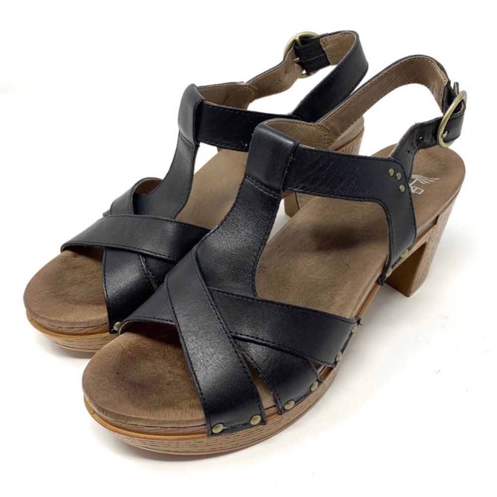 Dansko Black Daniella Slingback Leather Sandals 40